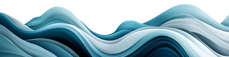 Abstract Flowing Blue Waves Background, Smooth Undulating Curves on White, Detailed Realistic Linesの素材