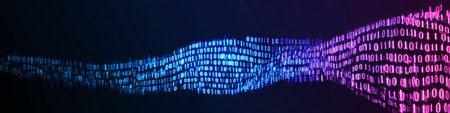 Abstract Digital Data Stream Futuristic Wave of Binary Code in Vibrant Colors, Seamless Loopの素材