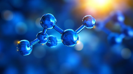 Abstract Luminous Blue Molecular Structure, Connected Nodes, Bright Energy Pathways, Vibrant Tonesの素材
