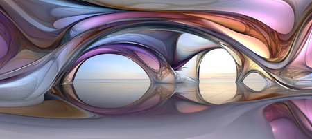 Vivid Abstract Background, 3D Vector Artwork Representing Swirling Colors and Dynamic Shapesの素材