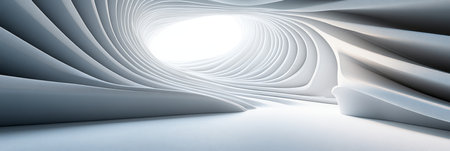 Abstract Architecture Swirling White Lines Converge in a Bright Center, Futuristic Backgroundの素材