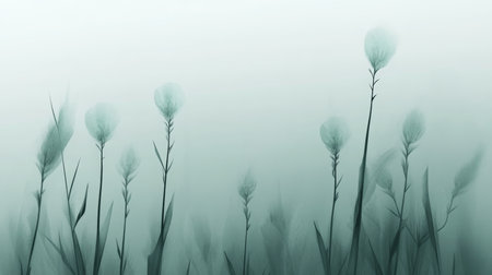 Whimsical Mint Flowers, Gentle Background, Soft Lighting, Delicate Illustration, Detailed Artの素材