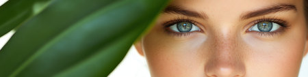 Closeup Beauty Portrait of Flawless Skin, Healthy Face, Bright Eyes and Natural Look on a Woman.の素材