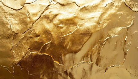 Reflective Gold Metallic Background, Texture with Cracked Pattern, Abstract Luxury Designの素材
