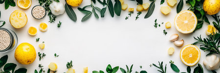 Ingredients for Potato Rosti With Herbs, Garlic, Lemon, and Spices on White Backgroundの素材