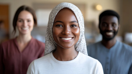 Diverse Team, Confident Individuals Collaborative Success in a Contemporary Office Space.の素材