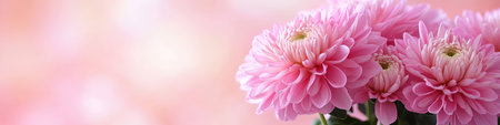 Delicate Pink Chrysanthemums on a Soft Pastel Background, Ideal for Floral Promotionsの素材