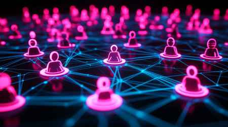 Network Connections Visualization of Data Flow Representing Internet Connectivity and Social Groupsの素材