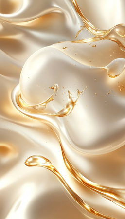 Reflective Swirls Of 3D Realistic Melted Gold Texture, Luxury Metallic Background Designの素材