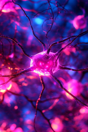 Glowing Neural Network, Interconnected Nodes, Artificial Intelligence, Machine Learningの素材