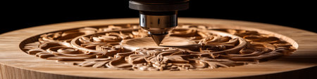 CNC Router Carving Intricate Floral Design in Wood Precision Woodworking at its Finestの素材