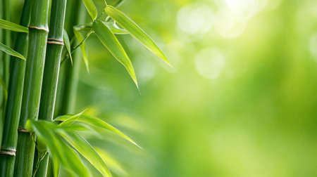 Green Bamboo Forest, Natural Background With Zen Garden. Lush Foliage, Tranquil, Serene Spa Concept.の素材