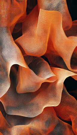 Abstract Texture, Flowing Red and Orange Layers Create a Futuristic, Dynamic, and Abstract Designの素材