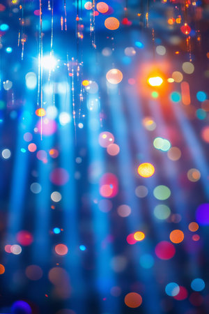 Bokeh Lights Background, Defocused Concert, Stage Lights and Confetti, Party Atmosphereの素材