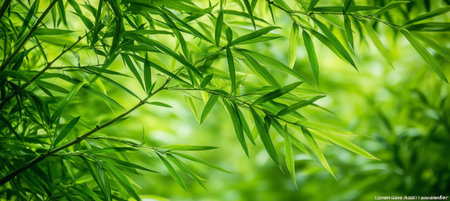 Lush Green Bamboo Forest Serene Natural Background for Wellness, Relaxation, and Nature Themesの素材