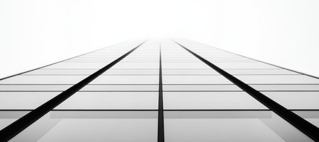 Sleek and Modern, Glass Facade of a Skyscraper Blending Architecture with Blue Sky Beyondの素材