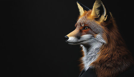 The Fox in the Shadows A Striking Portrait of Wildlife and Humanity, Anthropomorphic Conceptの素材
