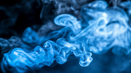 Abstract Flowing Blue Smoke on a Black Background, Pattern, Texture, Background Imageの素材