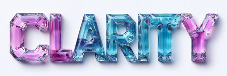 Clarity Word Rendered In Colorful Crystal Prisms On A Clean White Background For Designの素材