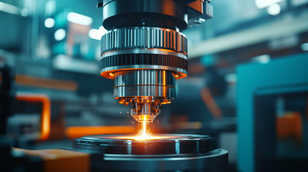 Futuristic CNC Milling Machine with Levitating Plasma Cutting Head, Advanced Metalworking Technologyの素材