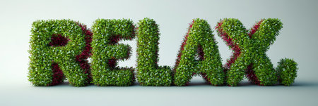 Relax Banner Lush Lettering for Tranquility and Wellness Design Element on White Backgroundの素材