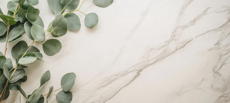 Styled Stock Photography Mockup Background Arrangement Featuring Eucalyptus Branches On Grey Marble.の素材