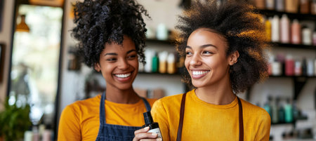 Salon Owner Providing Personalized Hair Care Recommendation, Candid Shot, Bright Atmosphereの素材