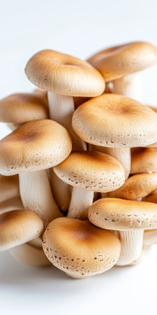 A Culinary Delight Freshly Harvested Oyster Mushrooms Gathered Together on a Pure White Backgroundの素材