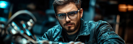 Confident Engineer in Workshop, Machine Shop Precision Manufacturing, Quality Control, Professionalの素材