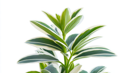 Variegated Hosta Plant with White Trim, a Popular Perennial for Shade Gardens, on White Backgroundの素材