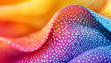 Colorful Wavy Surface Close Up, Spectrum With 3D Patterns Vivid Colors. Digital Art Background.の素材