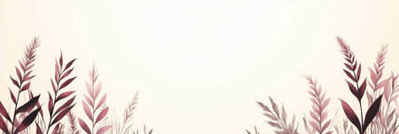 Gentle Botanical Print, Wheat, And Cosmos, Muted Watercolor On Subtle Yellow Backgroundの素材