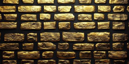 Golden Brick Wall Texture, A Luxurious And Dramatic Background With A Metallic Shine.の素材