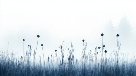 Gentle Floral Meadow, Dreamy Pastel Blues, Romantic Nature Background, Watercolor Effectの素材