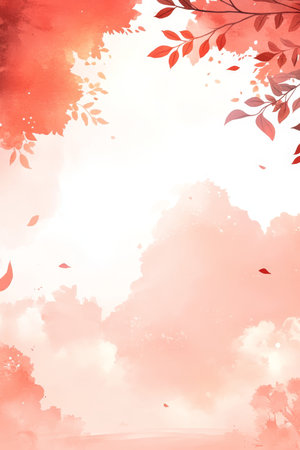 Romantic Pastel Cloudscape, Whimsical Autumn Leaves, Soft Focus Background, Dreamlike Atmosphereの素材