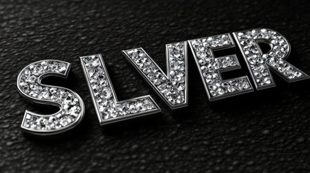 Shiny Silver Text Effect on Dark Background Sparkling, Luxurious Alphabet Design Element.の素材