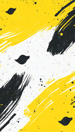 Abstract Yellow And Black Background, Textured Surface With Linear Brushwork, Seamless Patternの素材