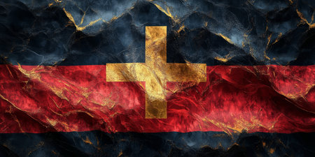 Golden Flag of Germany Abstract Painted Texture of the Black, Red and Gold German Bannerの素材