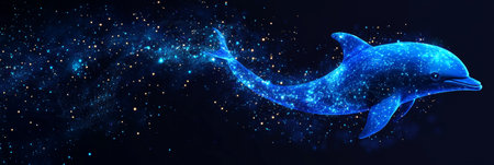 Holographic Dolphin in Digital Space Symbol of Futuristic Technology and Innovation.の素材