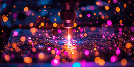 CNC Plasma Cutting, bokeh, sparks, manufacturing, industry 4.0, high tech, automated, fabrication,の素材