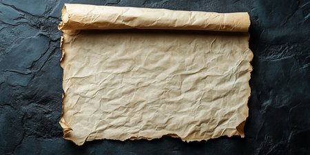Old Parchment Paper Sheet With Copy Space On A Black Grunge Background, Vintage Textureの素材