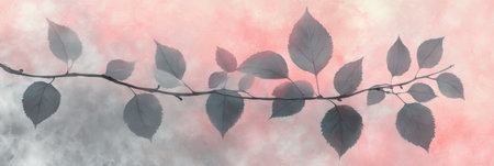 Pastel Pink and Ash Grey Branch - Elegant Watercolor Floral Silhouette Detail Floral Backdropの素材