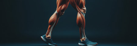 Muscular Human Leg Anatomy in Motion Detailed View of Muscles, Tendons, and Joints during Exerciseの素材