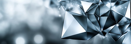 Abstract Background with Soft Gray Triangles, Charcoal Gradient, and Blurred Bokeh Effectの素材