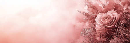 Dreamy Bouquet Pink Ivory Watercolor Painting with Line Art, Wildflowers, and Soft Shadows Artの素材