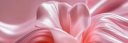 Soft Pastels Elegant Pink Fabric Flowing Like Flowers, a Dreamlike Close Up, Minimalist Backgroundの素材