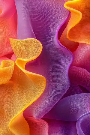 Flowing Abstract Background in Yellow, Purple, and Pink Vibrant and Colorful Design Elementの素材