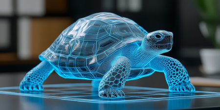 Holographic Tortoise in Digital Realm A Stunning Representation of Technology and Nature s Fusionの素材