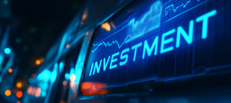 Cyan Neon Investment. Stock Market Chart With Abstract Background. Finance. Innovationの素材