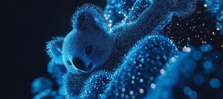 Blue Holographic Koala in Digital Space A Symbol of Modern Technology and Innovationの素材